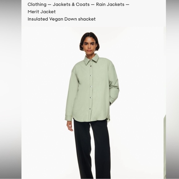 Babaton (via Aritzia) Merit Shirt Jacket Shacket Green Vegan Water Repellent L - Picture 5 of 14